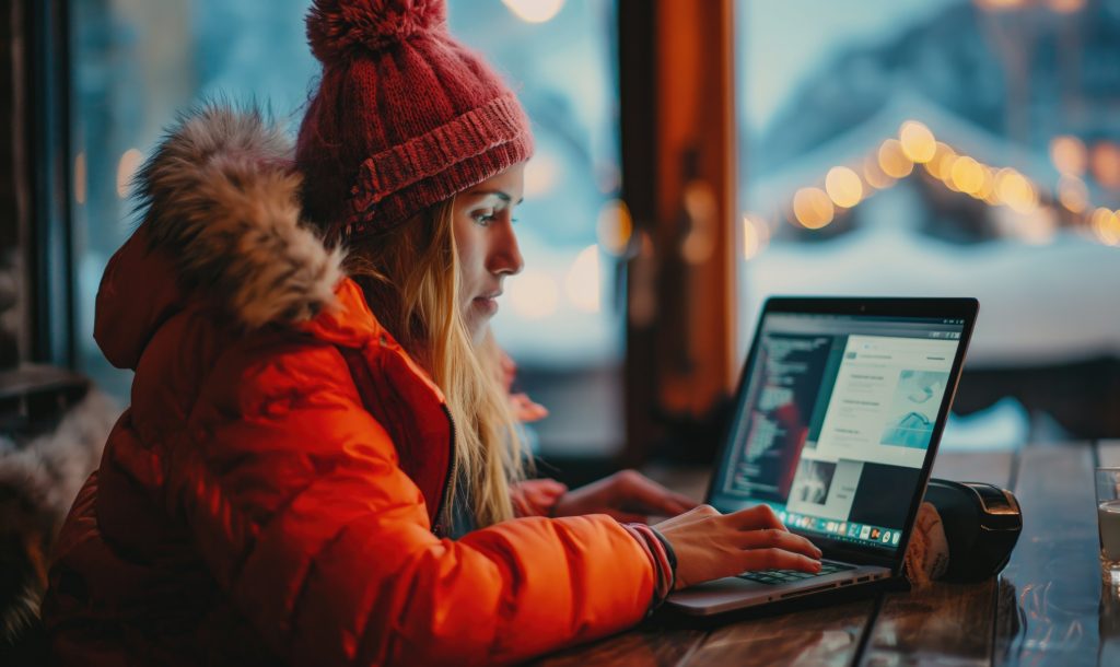 medium shot woman living as digital nomad