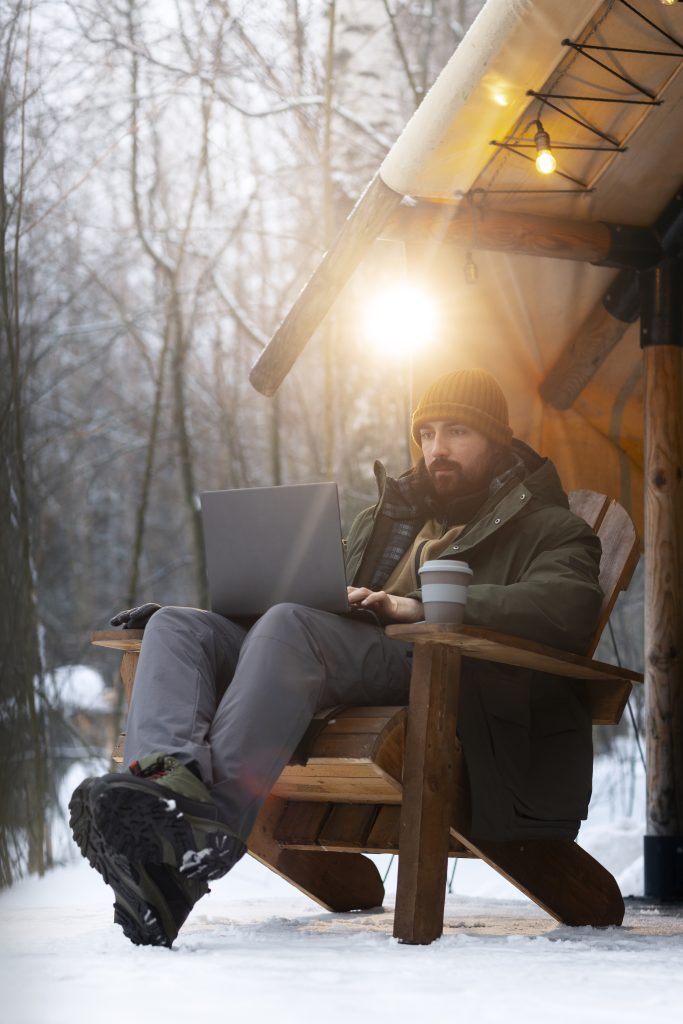 people traveling winter